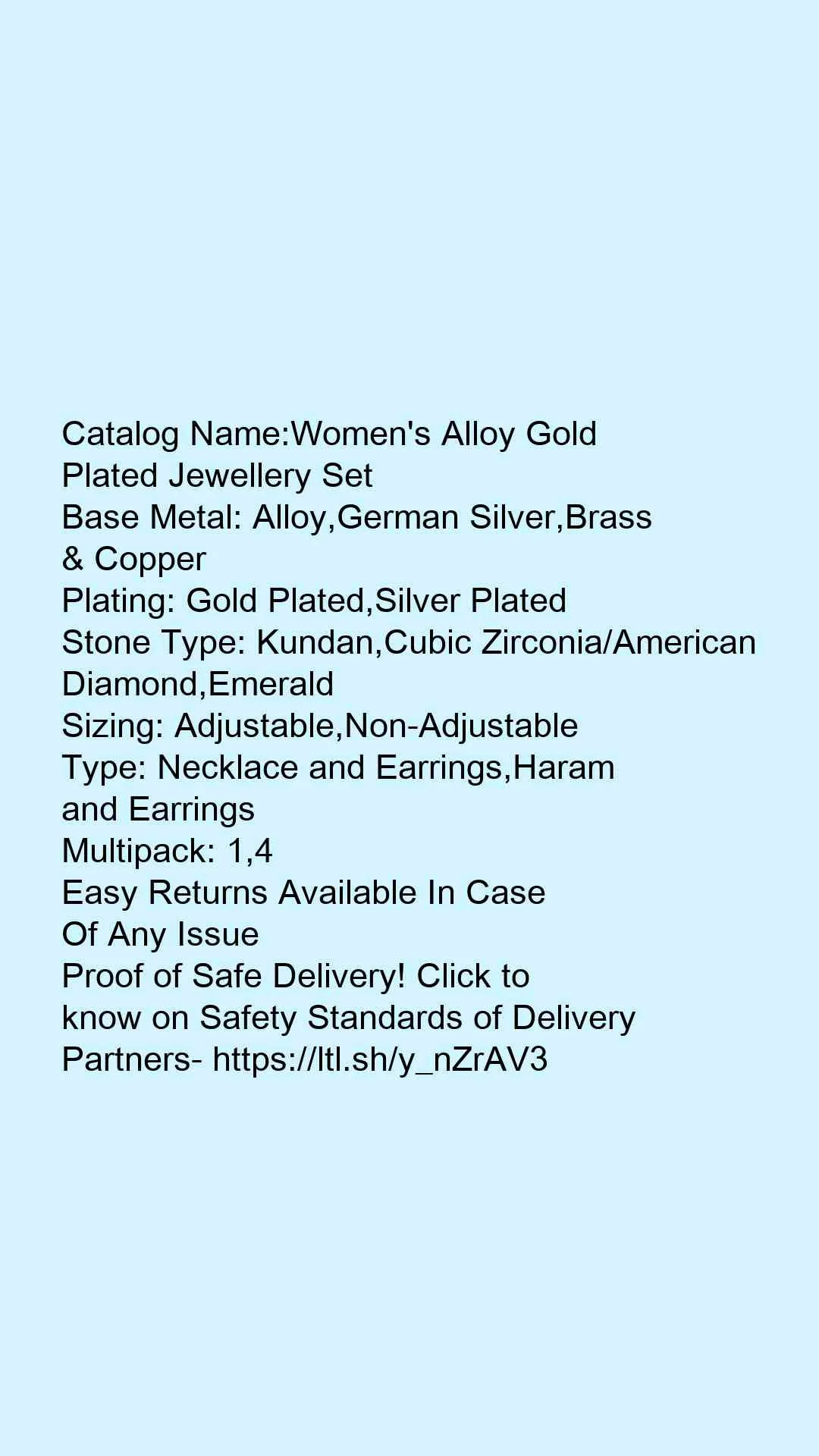 Women's Alloy Gold Plated Jewellery Set - Image 6