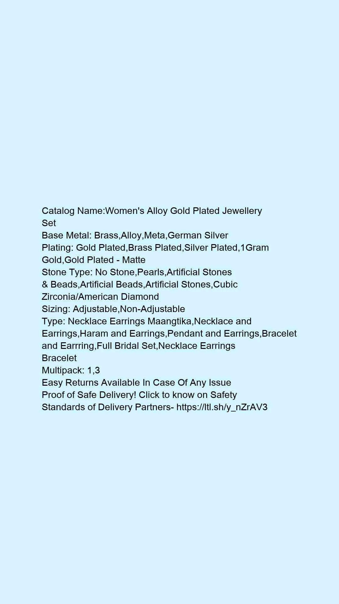 Women's Alloy Gold Plated Jewellery Set - Image 15