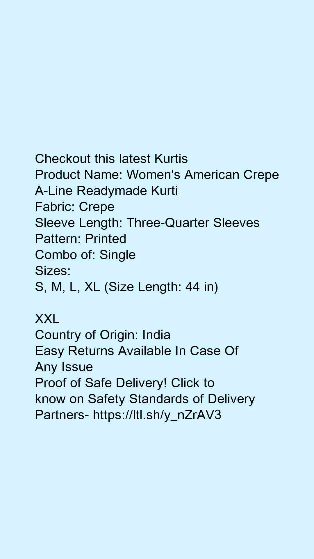Women's American Crepe A-Line Readymade Kurti - Image 3