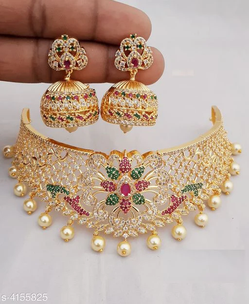 Women's Brass Gold Plated Jewellery Set