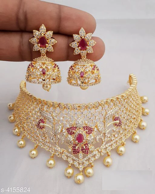 Women's Brass Gold Plated Jewellery Set - Image 2