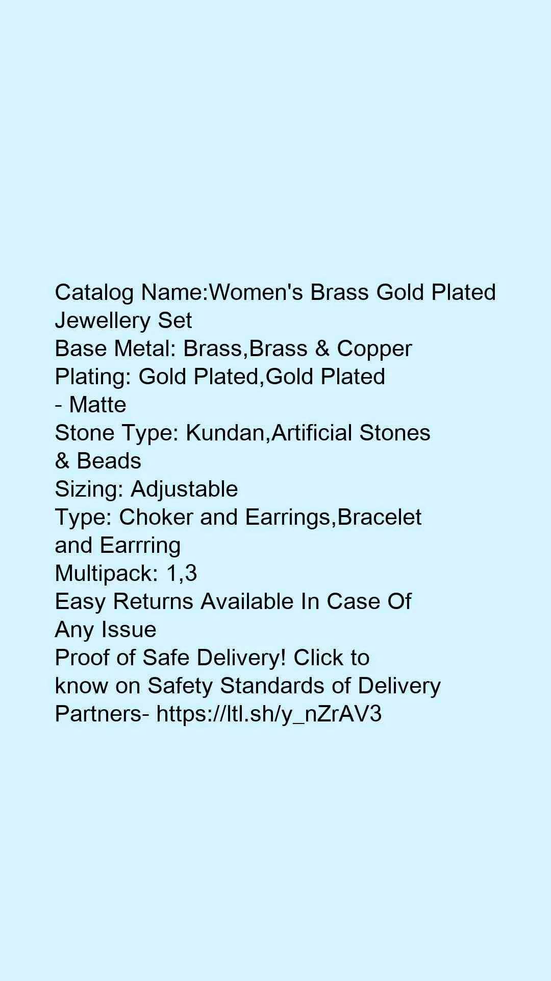 Women's Brass Gold Plated Jewellery Set - Image 3
