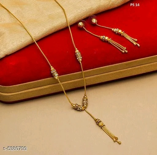Women's Brass Gold Plated Jewellery Set - Image 3