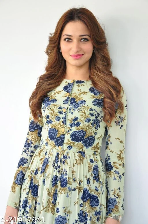 Women's printed rayon front-slit kurti - Image 3