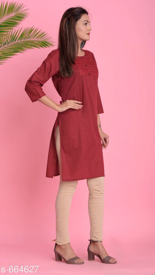 Women's Solid Cotton Kurti - Image 2