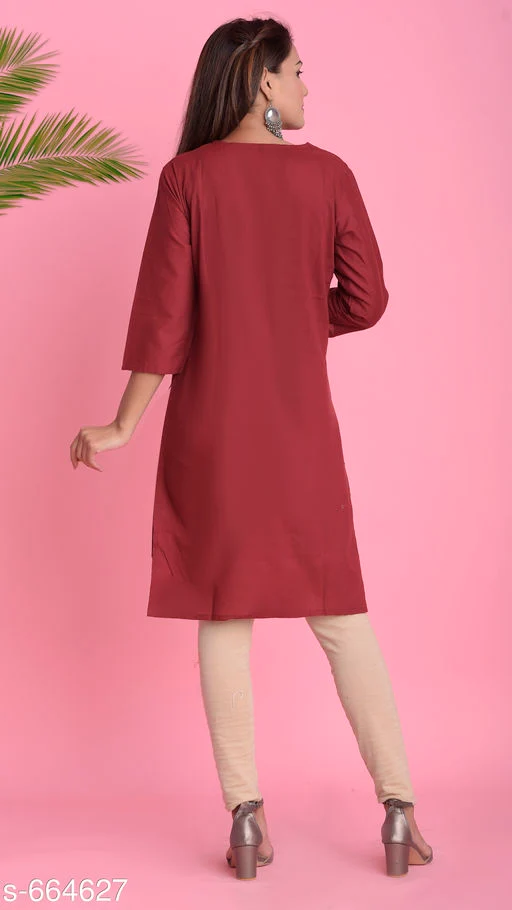 Women's Solid Cotton Kurti - Image 3