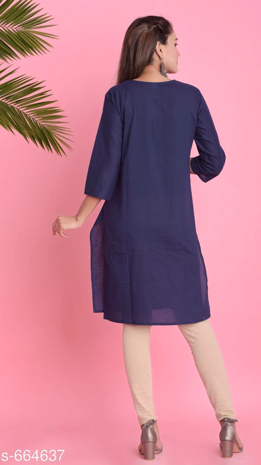 Women's Solid Cotton Kurti - Image 3