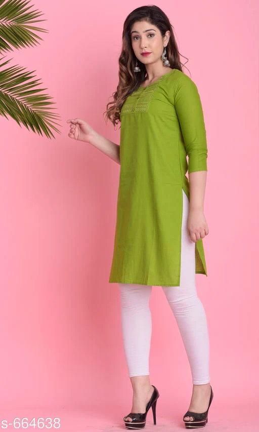 Women's Solid Cotton Kurti - Image 2