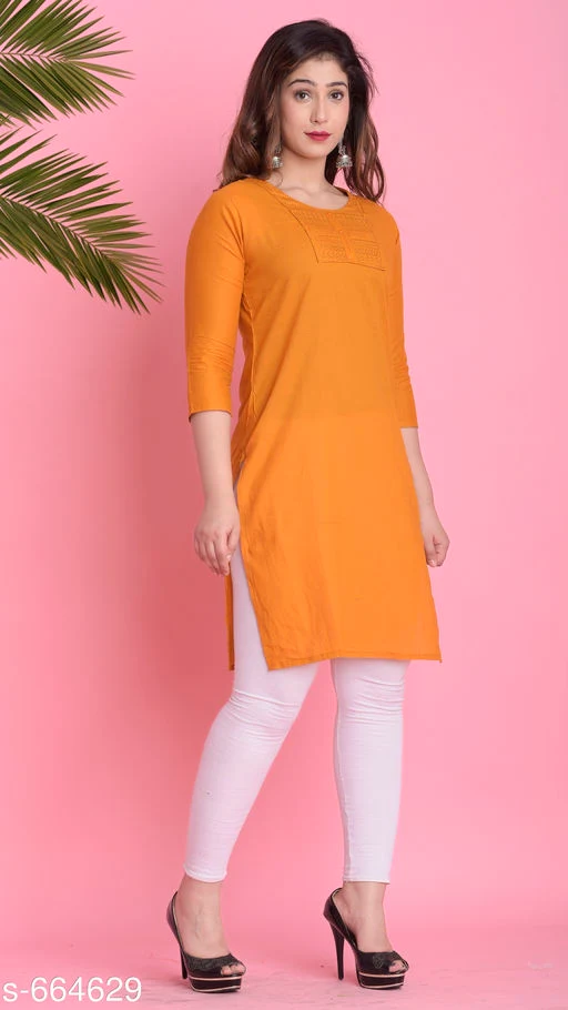 Women's Solid Cotton Kurti - Image 2