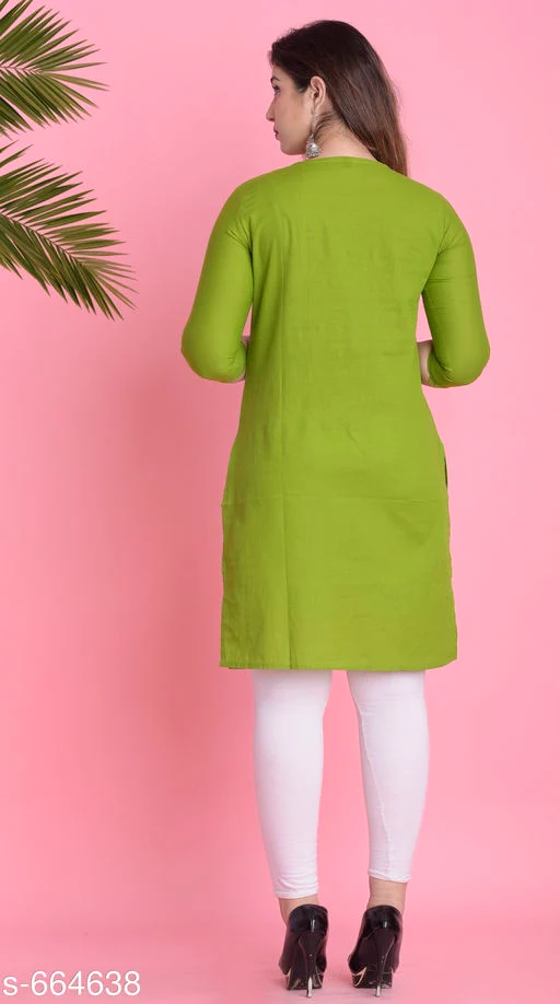 Women's Solid Cotton Kurti - Image 3