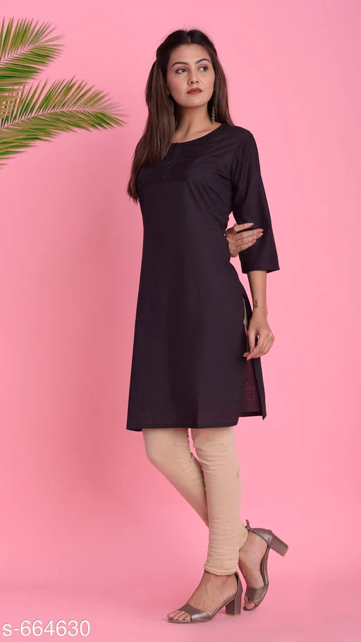 Women's Solid Cotton Kurtis - Image 2