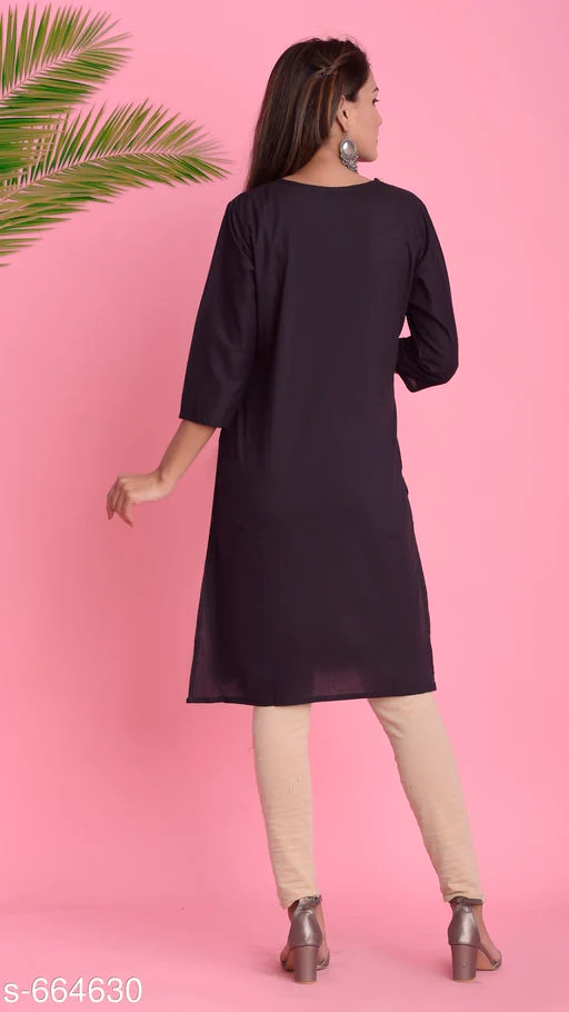 Women's Solid Cotton Kurtis - Image 3