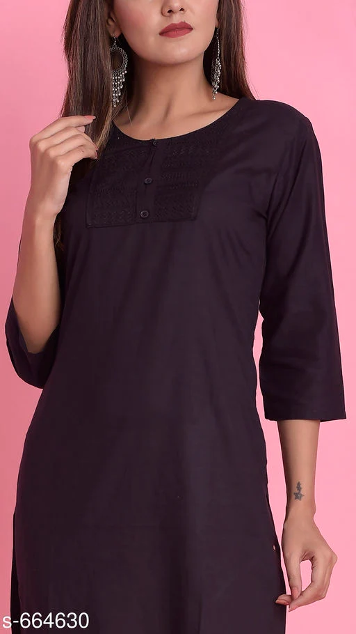 Women's Solid Cotton Kurtis - Image 4