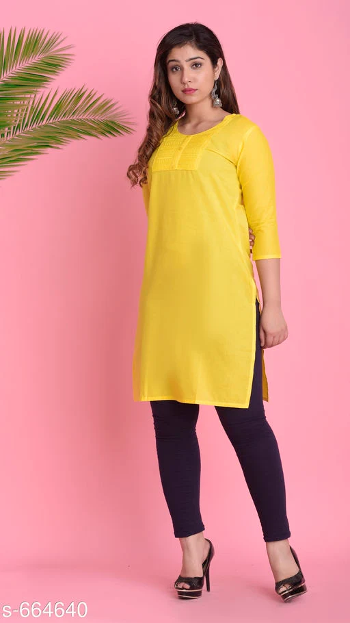 Women's Solid Cotton Kurti - Image 2