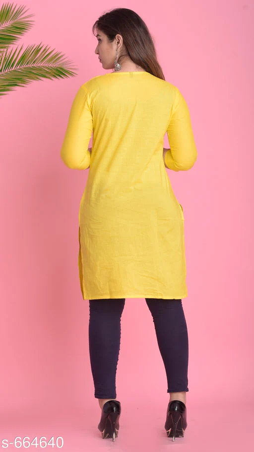 Women's Solid Cotton Kurti - Image 3