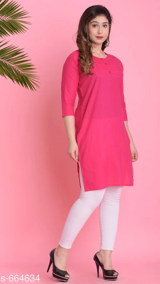 Women's Solid Cotton Kurti - Image 2