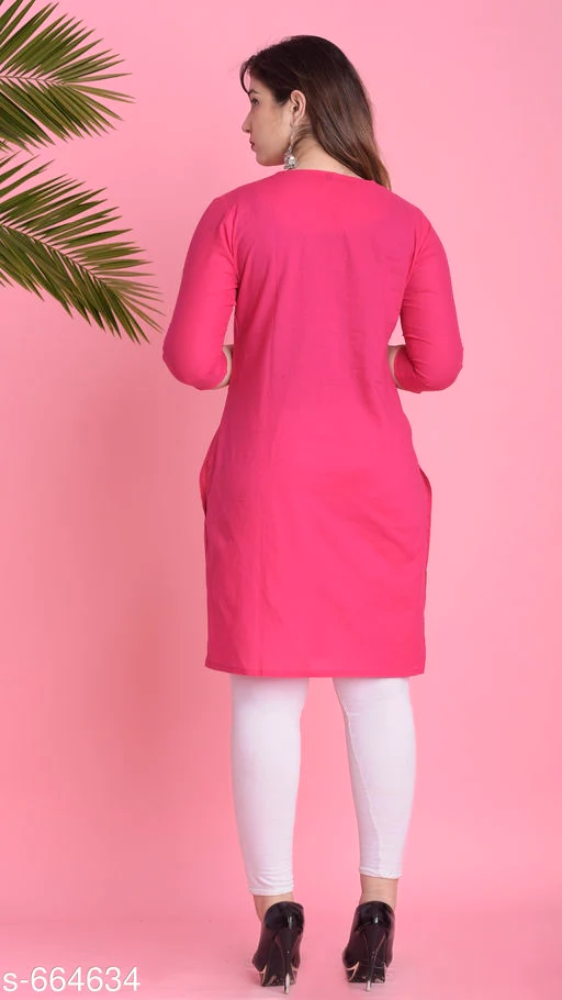 Women's Solid Cotton Kurti - Image 3